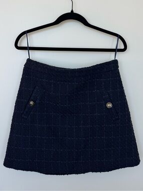 Tweed Skirt (Dark Blue/Navy)